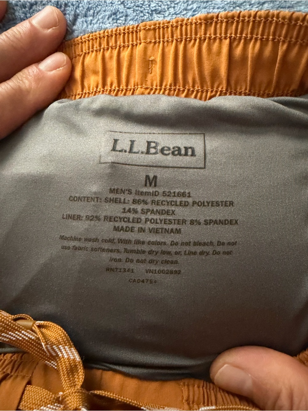 Men's L.L. Bean LinedRust Orange Drawstring Shorts-size M - Picture 2 of 4